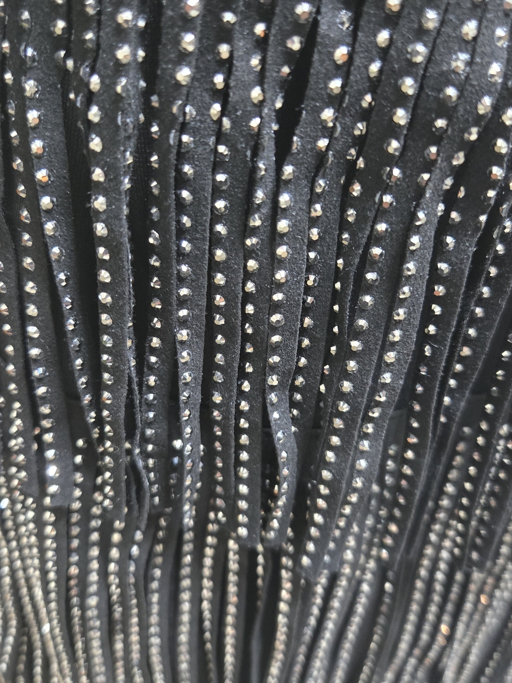 Black Studded Fringe Mini Skirt Skort Rhinestone Belted Western Festival Medium - Picture 3 of 9